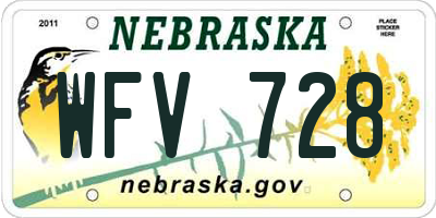 NE license plate WFV728
