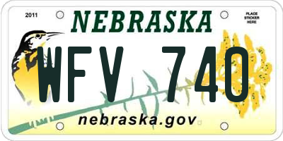 NE license plate WFV740