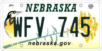 NE license plate WFV745