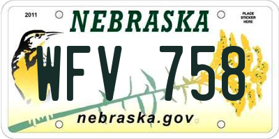 NE license plate WFV758