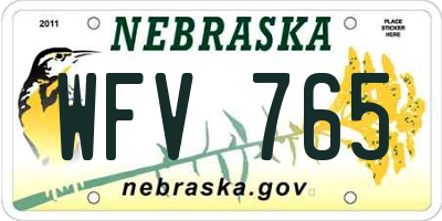NE license plate WFV765