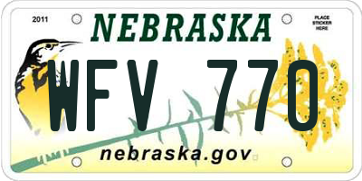 NE license plate WFV770
