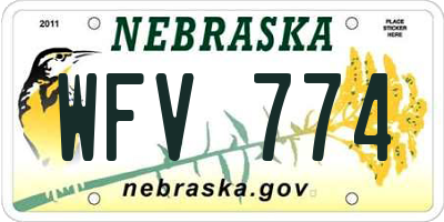 NE license plate WFV774