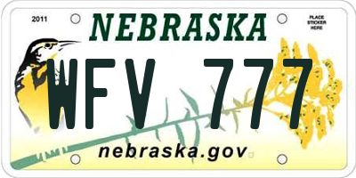 NE license plate WFV777