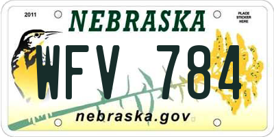 NE license plate WFV784