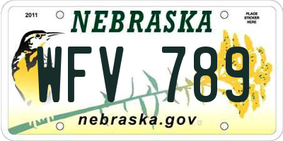 NE license plate WFV789