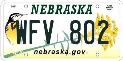 NE license plate WFV802