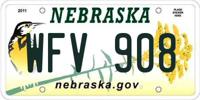 NE license plate WFV908