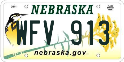 NE license plate WFV913