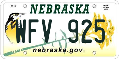 NE license plate WFV925