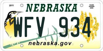NE license plate WFV934