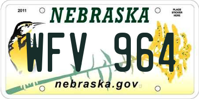 NE license plate WFV964