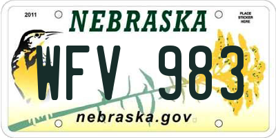 NE license plate WFV983