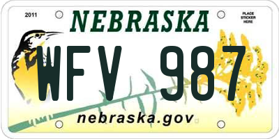 NE license plate WFV987