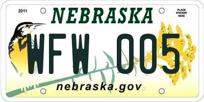 NE license plate WFW005