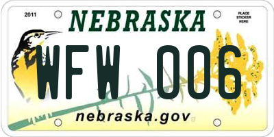 NE license plate WFW006
