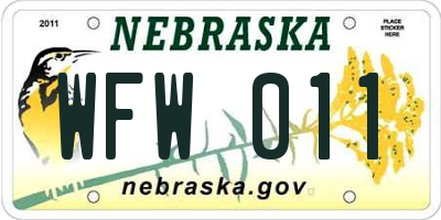NE license plate WFW011