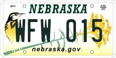 NE license plate WFW015