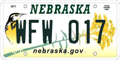 NE license plate WFW017