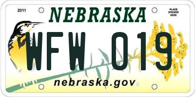 NE license plate WFW019