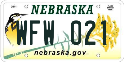 NE license plate WFW021