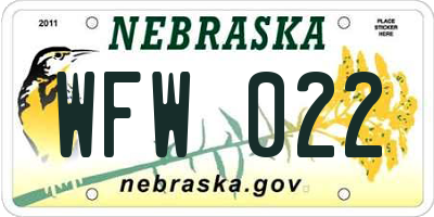 NE license plate WFW022