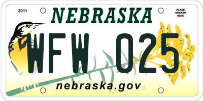 NE license plate WFW025
