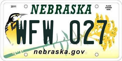 NE license plate WFW027