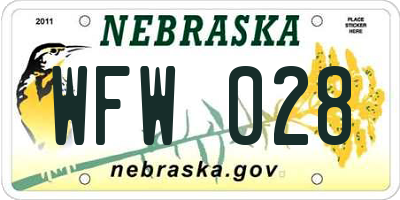 NE license plate WFW028