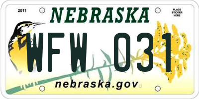 NE license plate WFW031