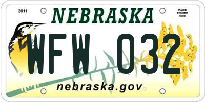 NE license plate WFW032