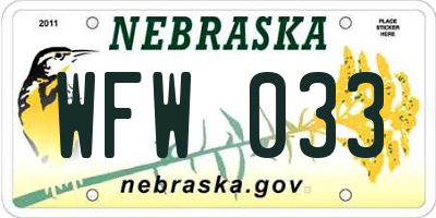 NE license plate WFW033
