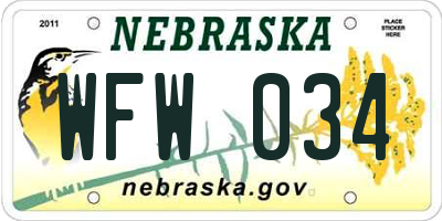 NE license plate WFW034