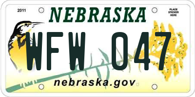 NE license plate WFW047