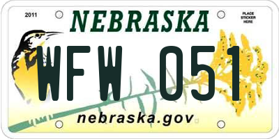 NE license plate WFW051