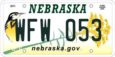 NE license plate WFW053