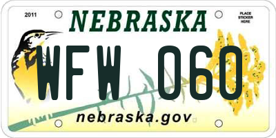 NE license plate WFW060