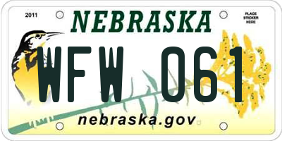 NE license plate WFW061
