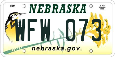 NE license plate WFW073