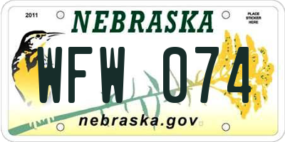 NE license plate WFW074