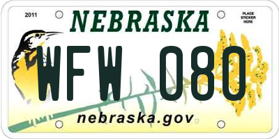 NE license plate WFW080