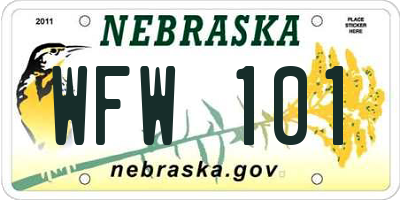 NE license plate WFW101