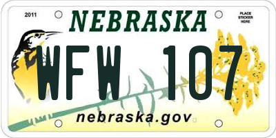 NE license plate WFW107