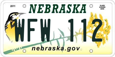 NE license plate WFW112
