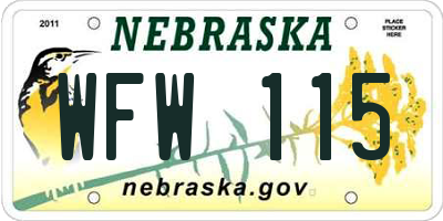 NE license plate WFW115