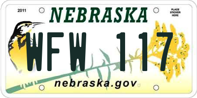 NE license plate WFW117