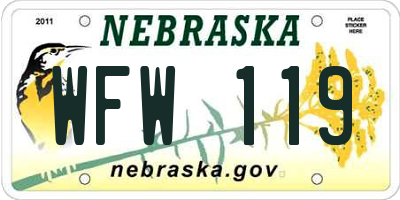 NE license plate WFW119