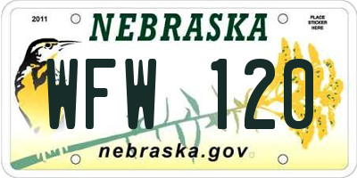 NE license plate WFW120