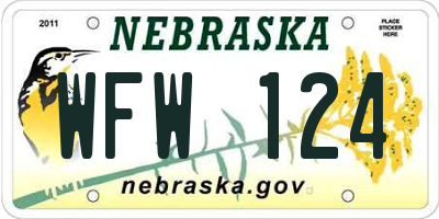 NE license plate WFW124