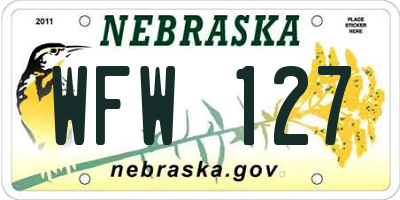 NE license plate WFW127